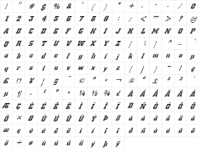 FZ BASIC 53 STRIPED ITALIC Normal  glyph index