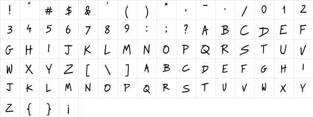 Raggedways Regular  glyph index