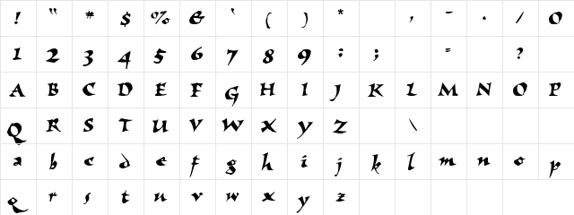 Nile Script Regular  glyph index