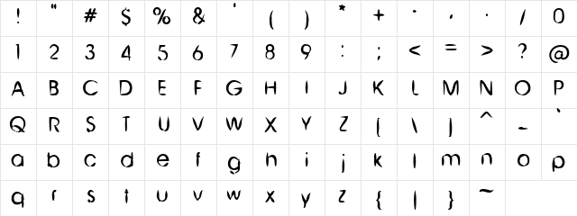 Syringe Regular  glyph index