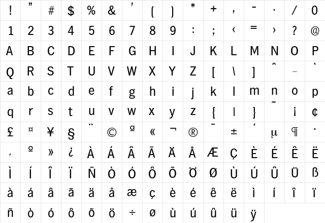Hamburg-Regular Regular  glyph index