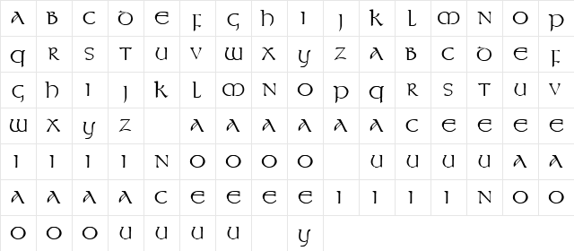 Vespasian Plain  glyph index