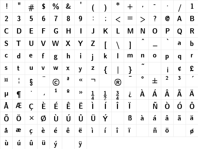 Lotto Love 3 Bold  glyph index