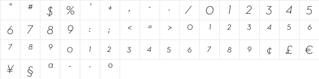 Neutra Text Light Frac Italic  glyph index