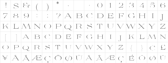 AvianoDidone Thin  glyph index