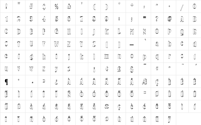 BernhardAntDBolConOu1 Regular  glyph index