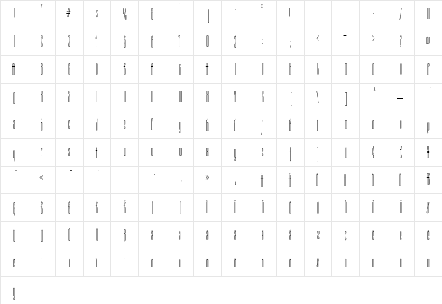 Portcullis Regular  glyph index