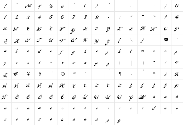 LHF Ephemera Regular  glyph index