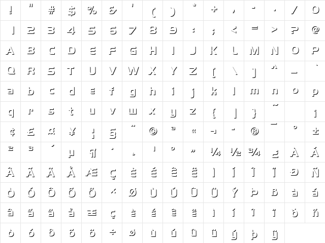 Handel Becker Only Shadow Bold Regular  glyph index