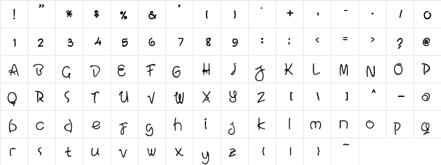 Bali Paradiso Regular  glyph index