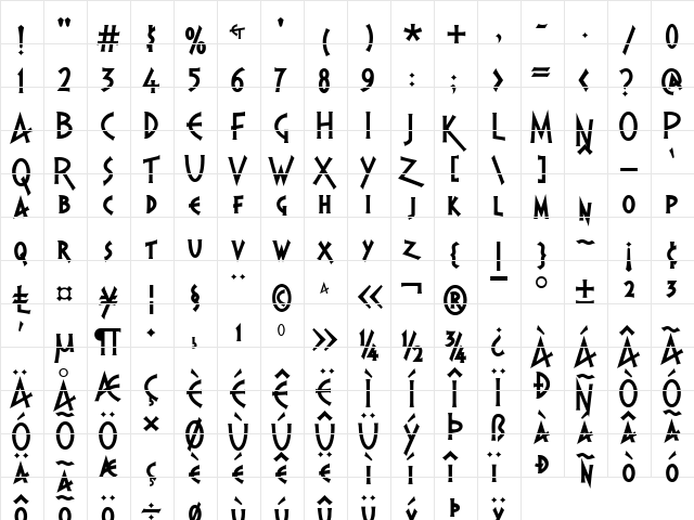 PR Agamemnon Bold, Top Lining  glyph index