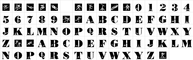 LMS Olympic Icons Regular  glyph index