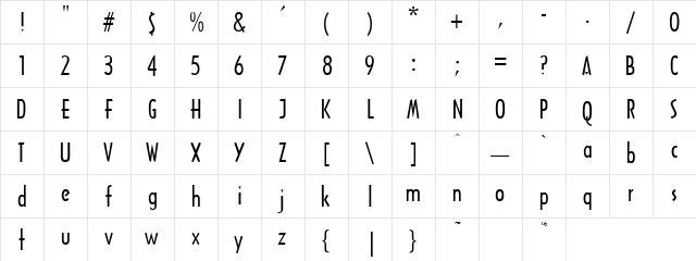Draftsman Normal  glyph index