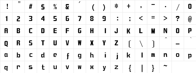 DFZongYiW5U-B5 Regular  glyph index