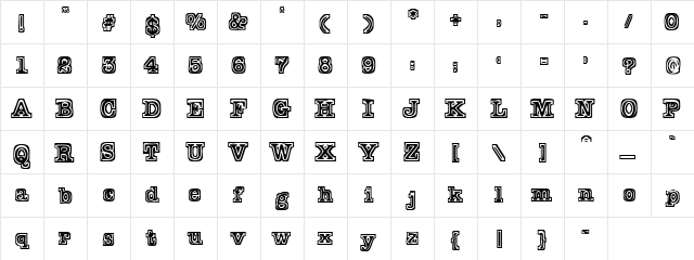 TypeBlock Regular  glyph index