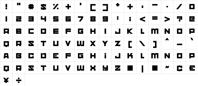 nebulari Regular  glyph index