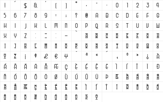 Neon Tubes Regular  glyph index
