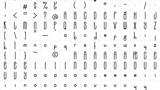 Rotterdam Demo Regular  glyph index