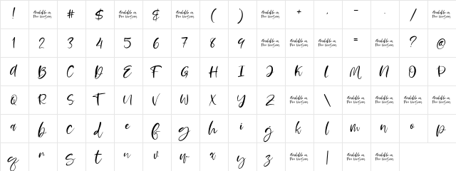 Moskova Regular  glyph index