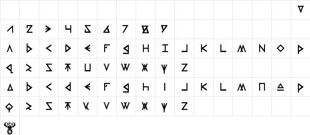 Thors Hammer Regular  glyph index