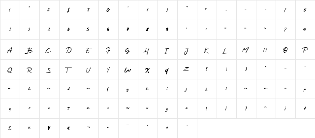 Rayleigh Demo Version Regular  glyph index
