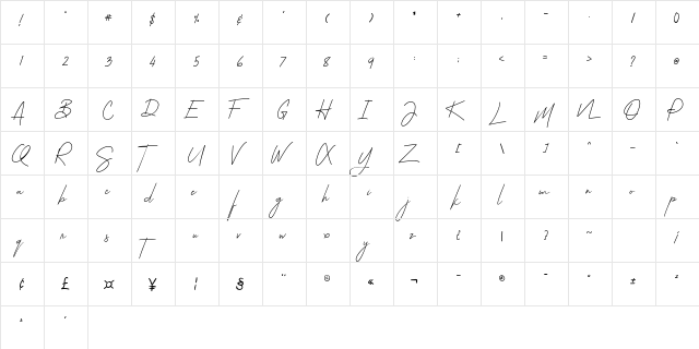 The Samfhang Regular  glyph index