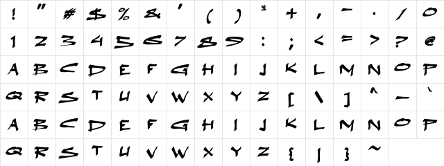 aAbrigyThink Regular  glyph index