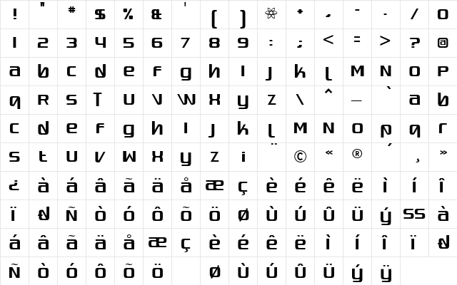 Quadaptor Regular  glyph index