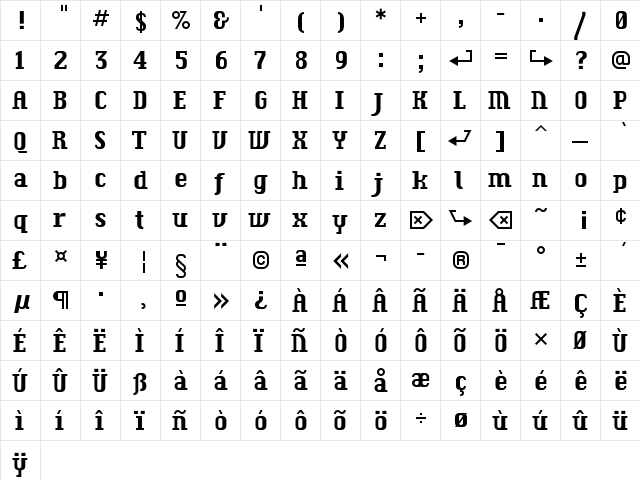 F2FCzykago LT Std Semiserif Regular  glyph index