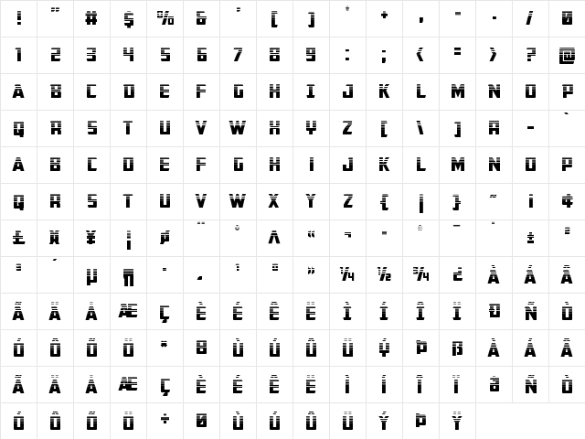 Buchanan Halftone Regular  glyph index