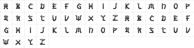 New Regular  glyph index