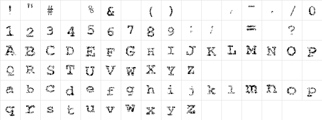 Shellfish Regular  glyph index