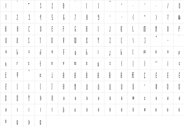 Matchbook Serif Matchbook Serif  glyph index