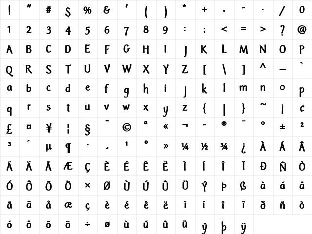 IJF0100 Bold  glyph index