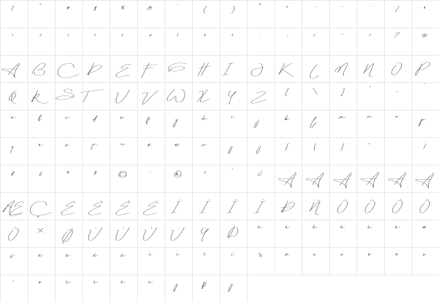 Aletheia Regular  glyph index