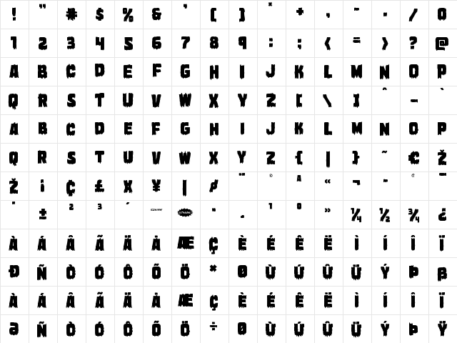 Marsh Thing Overlap Regular  glyph index