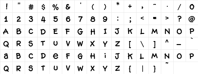 Cbz Zap Regular  glyph index