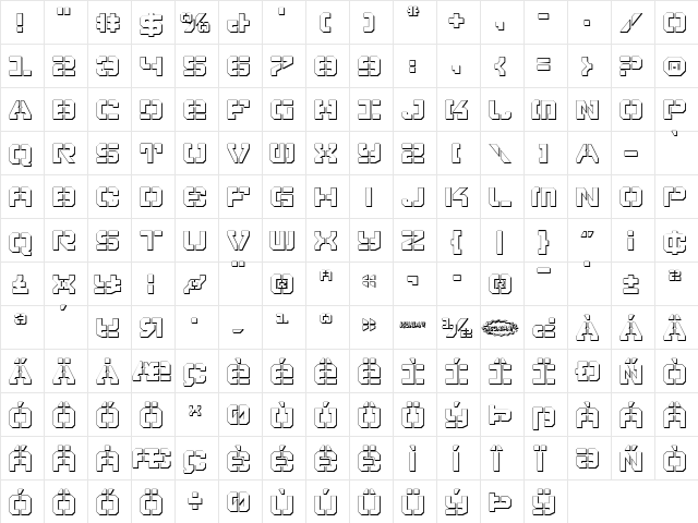 Vyper Shadow Regular  glyph index
