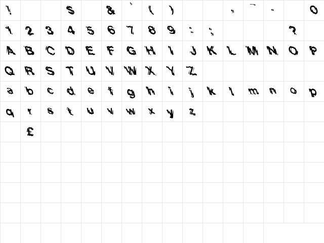 Slowride 1 Regular  glyph index