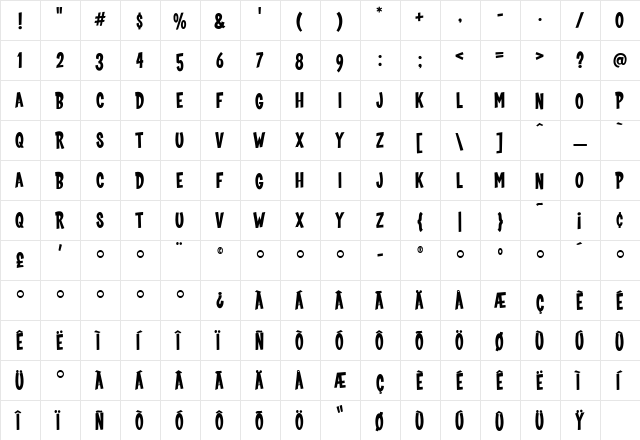 CoopBold Medium  glyph index