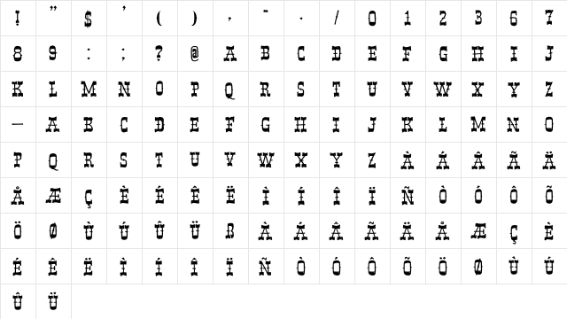 Band Wagon DEMO Regular  glyph index