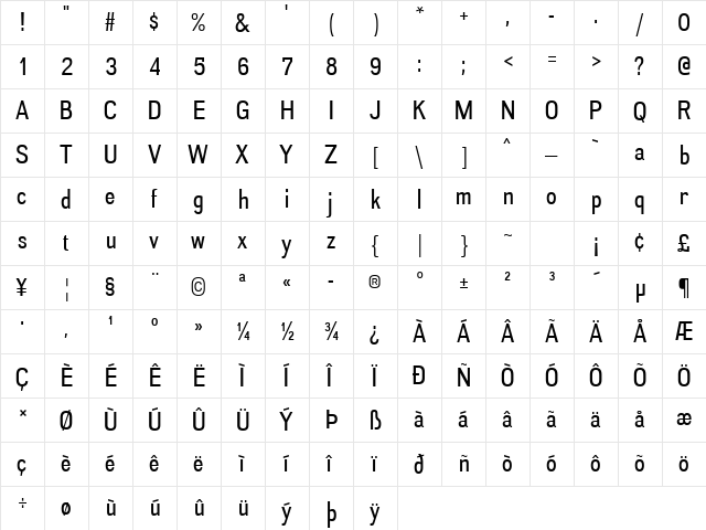 Akazan Regular  glyph index