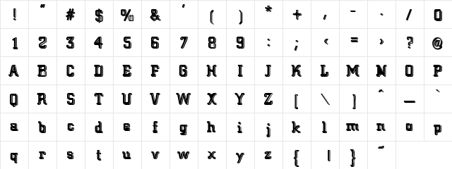 Big Blocko Regular  glyph index