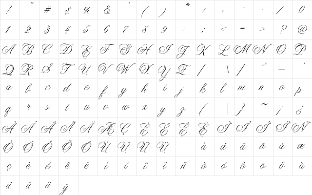 PatriciaHMK Regular  glyph index