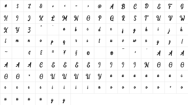 Frankfurt Demo Regular  glyph index