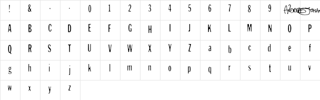 Andreas Sans Cnd Regular  glyph index
