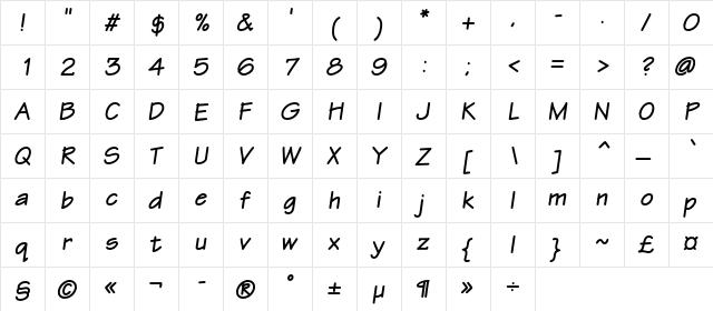 EskizTwoC Bold Italic  glyph index