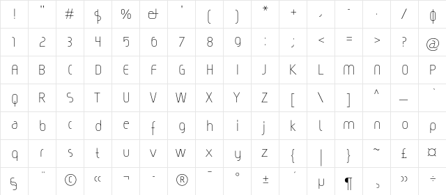 Magic Regular  glyph index
