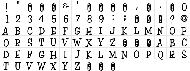 Ink Regular  glyph index
