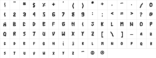 JI Margarita JI Margarita  glyph index